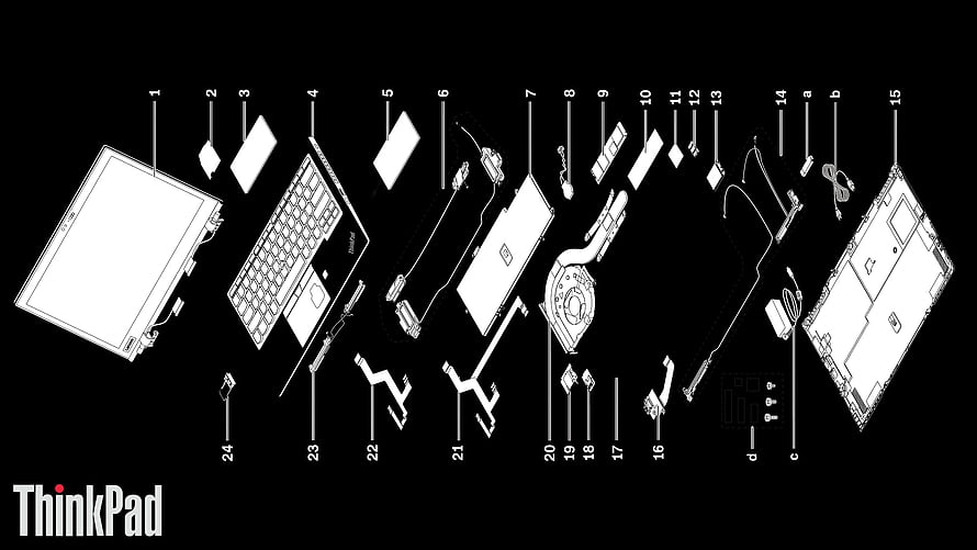 ThinkPad X1 Carbon Gen 7 Exploded View Technical Diagram HD wallpaper