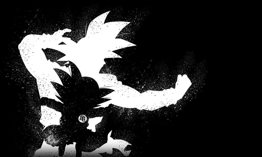 Dragon Ball Z Goku Silhouette in High Contrast Black and White Minimalist Art HD wallpaper