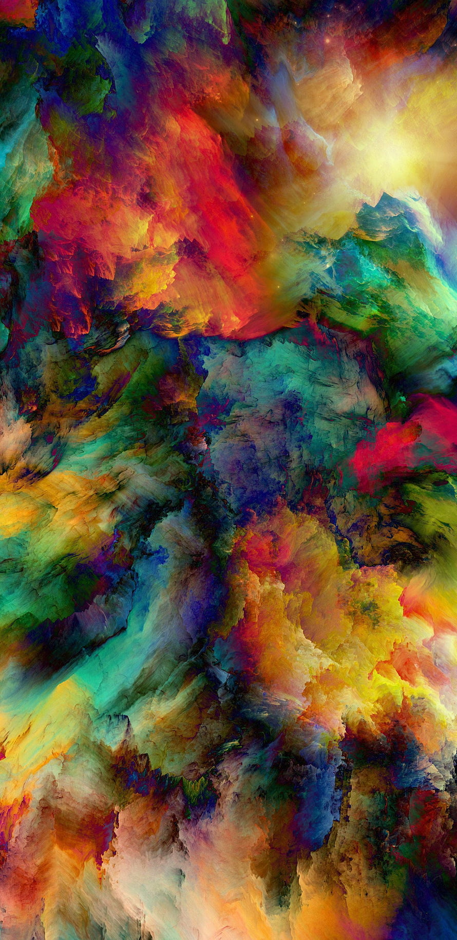 Vibrant Abstract Color Explosion with Swirling Nebula Clouds and Cosmic Hues HD phone wallpaper