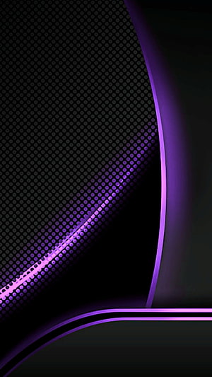 Abstract Purple Neon Curves and Dot Grid Pattern on Black Background HD phone wallpaper