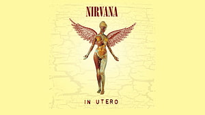 Nirvana In Utero Album Artwork Featuring Winged Anatomical Figure on Yellow Background HD wallpaper