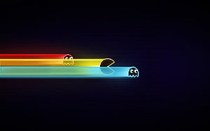 Pac-Man and Ghosts Pixel Art with Neon Rainbow Trails on Dark Background, Para PC and , . By Stephen Mallory. Papel de parede pc, ns para pc, Papel de parede computador, 1680 X 1050 HD wallpaper