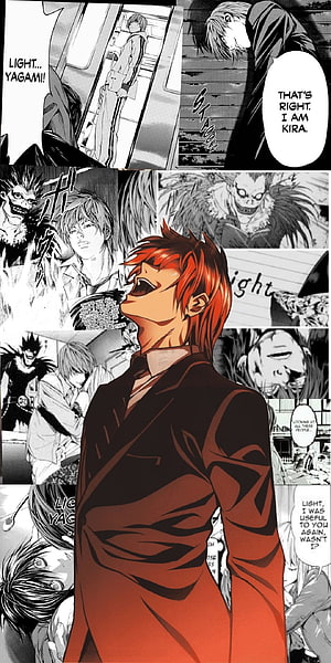 Light Yagami as Kira in Death Note Anime Manga Collage Wallpaper HD phone wallpaper