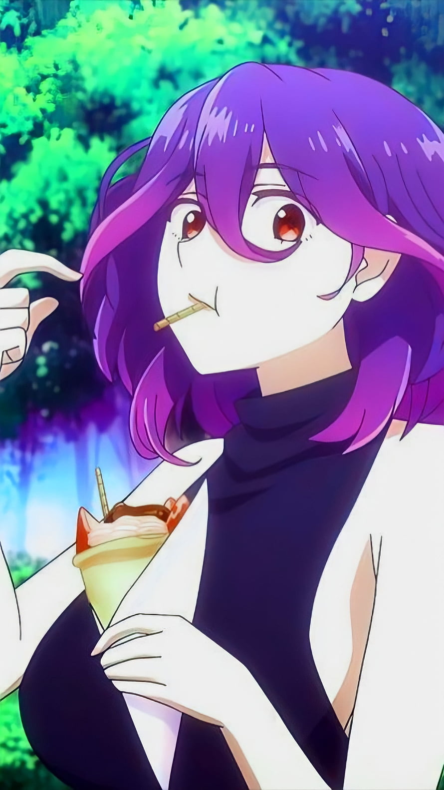 Vermeil in Gold Anime Character with Purple Hair and Straw HD phone wallpaper