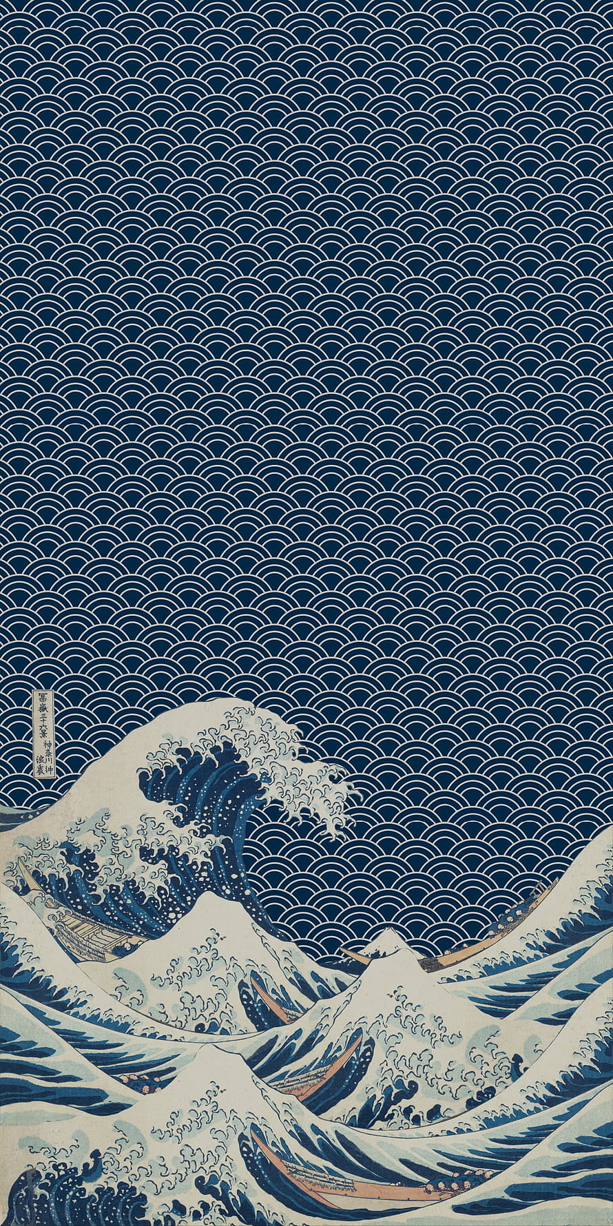 The Great Wave off Kanagawa Japanese Woodblock Print with Seigaiha Pattern HD phone wallpaper