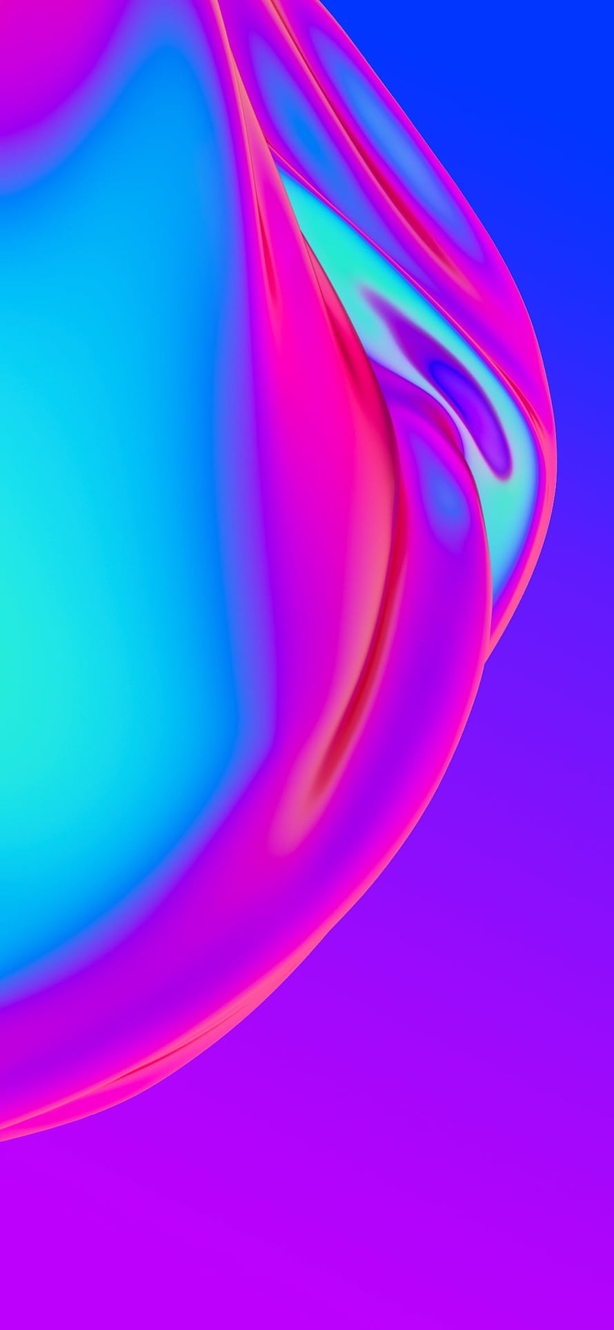 Vibrant 3D Liquid Metal Abstract Wallpaper in Neon Pink and Cyan HD phone wallpaper