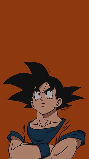 Goku Dragon Ball Super Broly Anime Portrait with Crossed Arms on Orange Background HD phone wallpaper