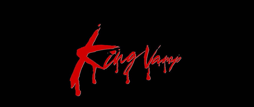 King Vamp Tour Logo in Red Brush Script on Black Background HD wallpaper