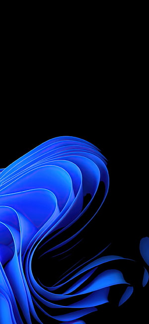 Windows 11 Default Blue Abstract Wave Wallpaper on Black Background HD phone wallpaper