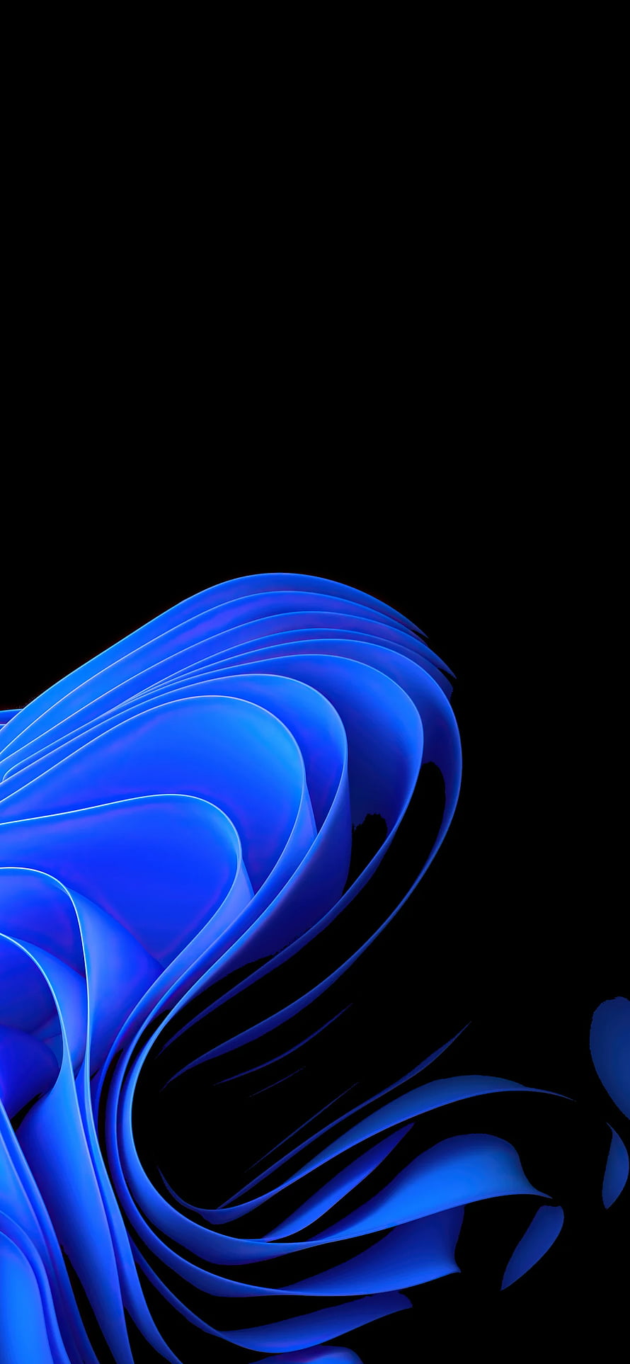 Windows 11 Default Blue Abstract Wave Wallpaper on Black Background HD phone wallpaper
