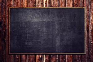 Rustic Blackboard with Wooden Frame on Aged Plank Wall HD wallpaper