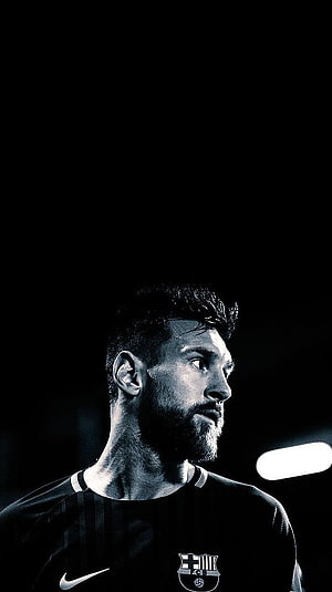 Lionel Messi FC Barcelona Dark Portrait Wallpaper HD phone wallpaper