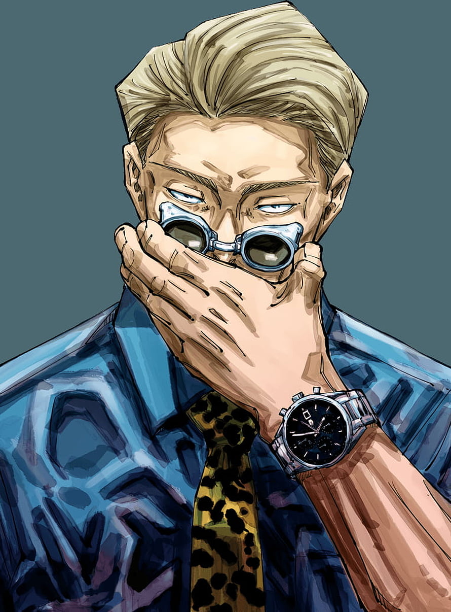 Nanami Kento Anime Character Portrait with Goggles and Blue Suit HD phone wallpaper