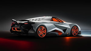 Lamborghini Egoista Concept Car with Orange Accents and Angular Design HD wallpaper