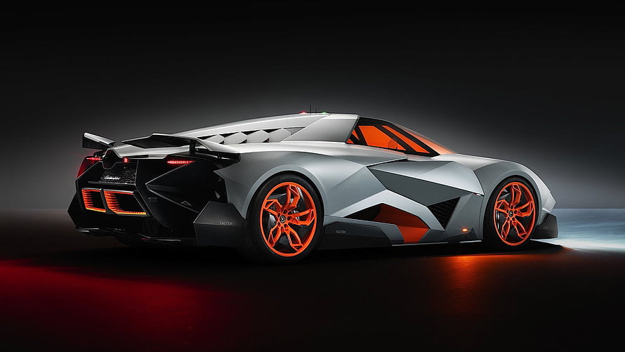 Lamborghini Egoista Concept Car with Orange Accents and Angular Design HD wallpaper