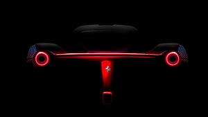 Ferrari LaFerrari Aperta Rear View with Glowing Red Taillights on Black Background HD wallpaper
