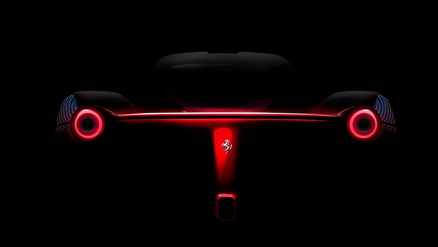 Ferrari LaFerrari Aperta Rear View with Glowing Red Taillights on Black Background HD wallpaper