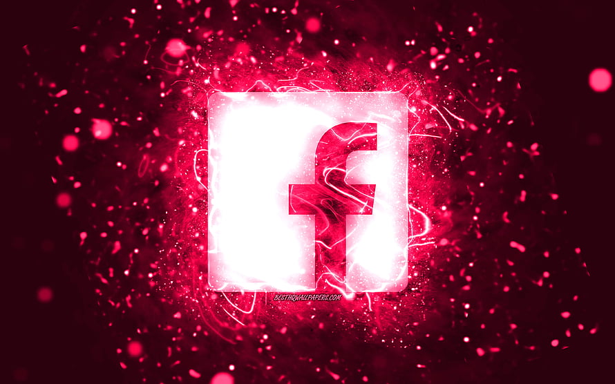 Glowing Facebook Logo With Pink Neon Energy Burst And Abstract Particle Background HD wallpaper