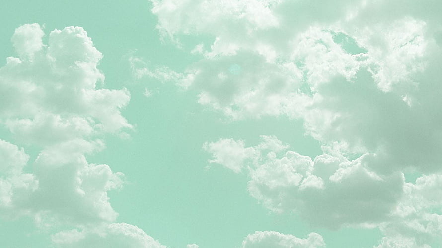 Mint Green Sky With Soft White Clouds Pastel Aesthetic Nature Scene HD wallpaper