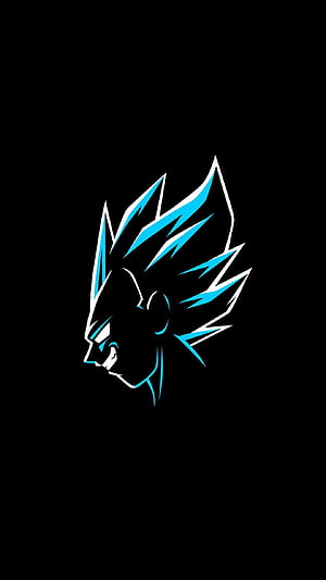 Super Saiyan Blue Profile Silhouette with Cyan Energy Aura on Black Background HD phone wallpaper