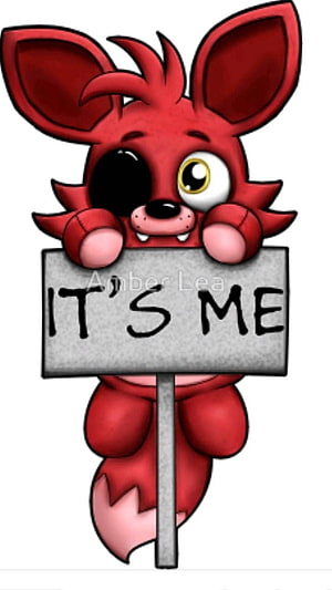 Foxy from Five Nights at Freddy's Holding a Sign in a Cute Cartoon Style HD phone wallpaper