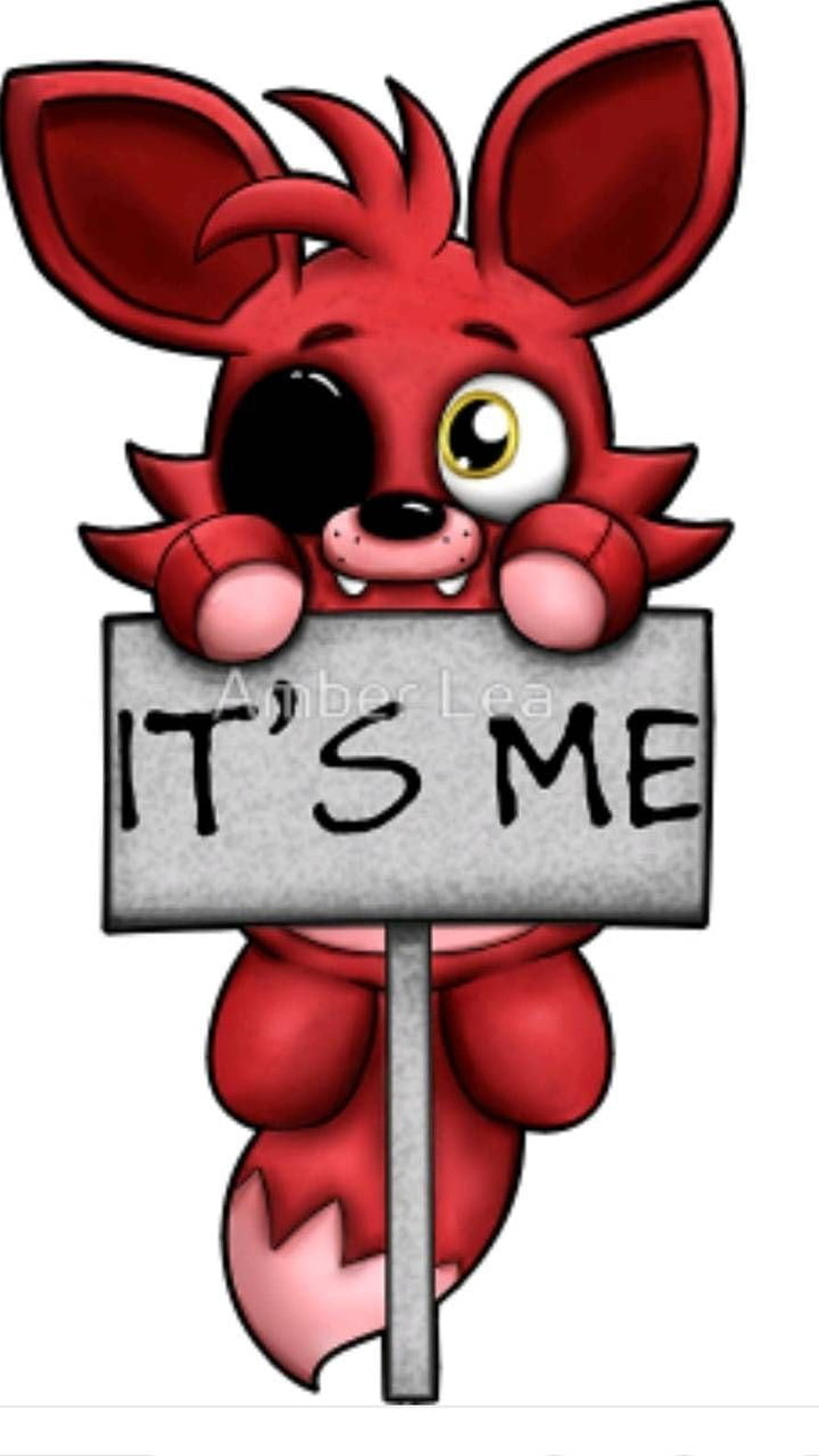 Foxy from Five Nights at Freddy's Holding a Sign in a Cute Cartoon Style HD phone wallpaper