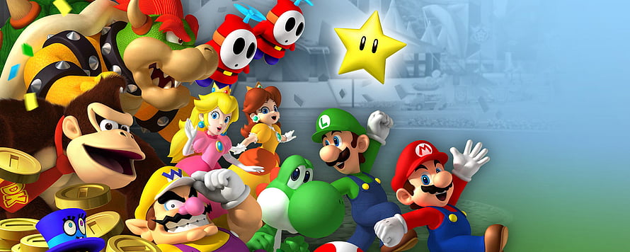 Super Mario Bros 3D Character Lineup with Princess Peach and Bowser HD wallpaper