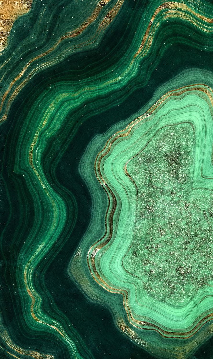 Emerald Green Agate Geode with Gold Veins and Flowing Mineral Layers HD phone wallpaper