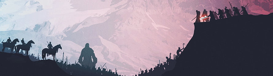 Game of Thrones Silhouette Army on Snowy Mountain Ridge at Dusk HD wallpaper