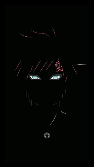 Gaara from Naruto in Dark Minimalist Anime Art with Red Mark and Pale Eyes HD phone wallpaper