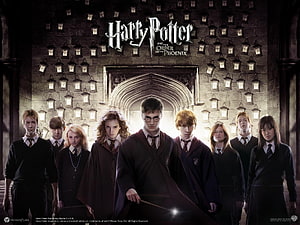 Harry Potter and the Order of the Phoenix Ensemble Cast in Hogwarts Uniforms HD wallpaper