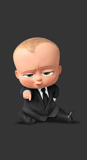 Boss Baby in Black Suit Sitting with Serious Expression on Dark Background HD phone wallpaper