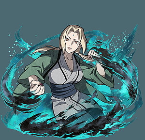 Tsunade in Haori from Ultimate Ninja Blazing with Water and Shadow Effects HD wallpaper