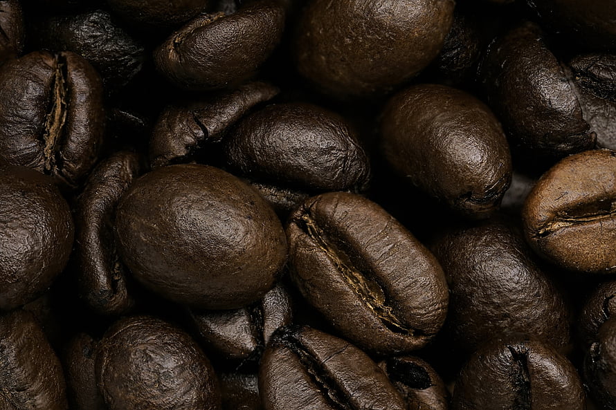Dark Roasted Coffee Beans Macro Photography with Rich Textural Detail HD wallpaper