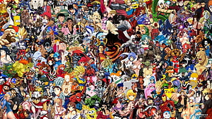 Massive Pop Culture Character Collage Featuring Anime, Manga, and Video Game Heroes HD wallpaper