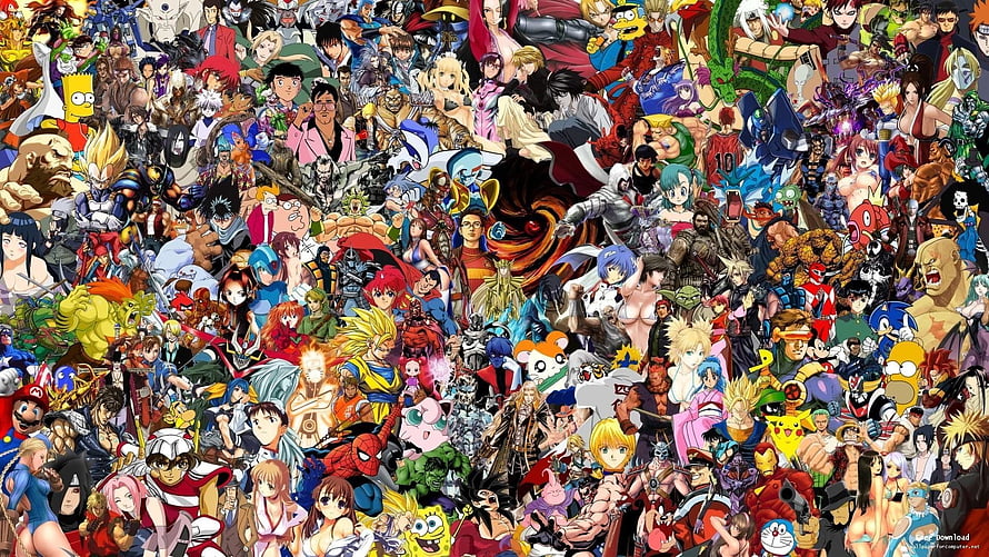 Massive Pop Culture Character Collage Featuring Anime, Manga, and Video Game Heroes HD wallpaper