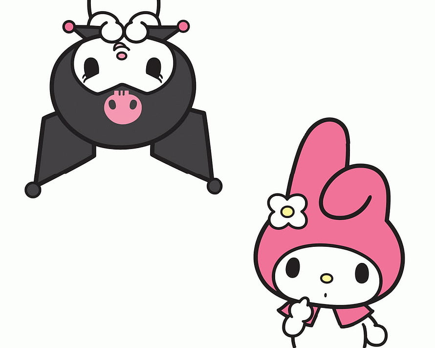 Kuromi and My Melody Cartoon Characters on White Background HD wallpaper