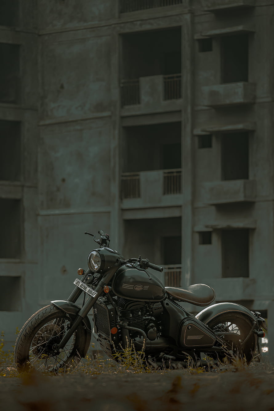 Jawa Perak Classic Motorcycle Parked Before Abandoned Concrete Building HD phone wallpaper