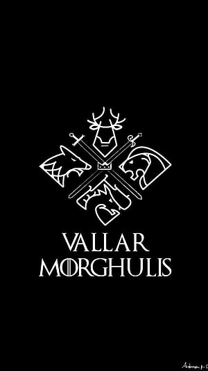 Vallar Morghulis Game of Thrones Emblem with Crossed Swords and Animal Heads HD phone wallpaper