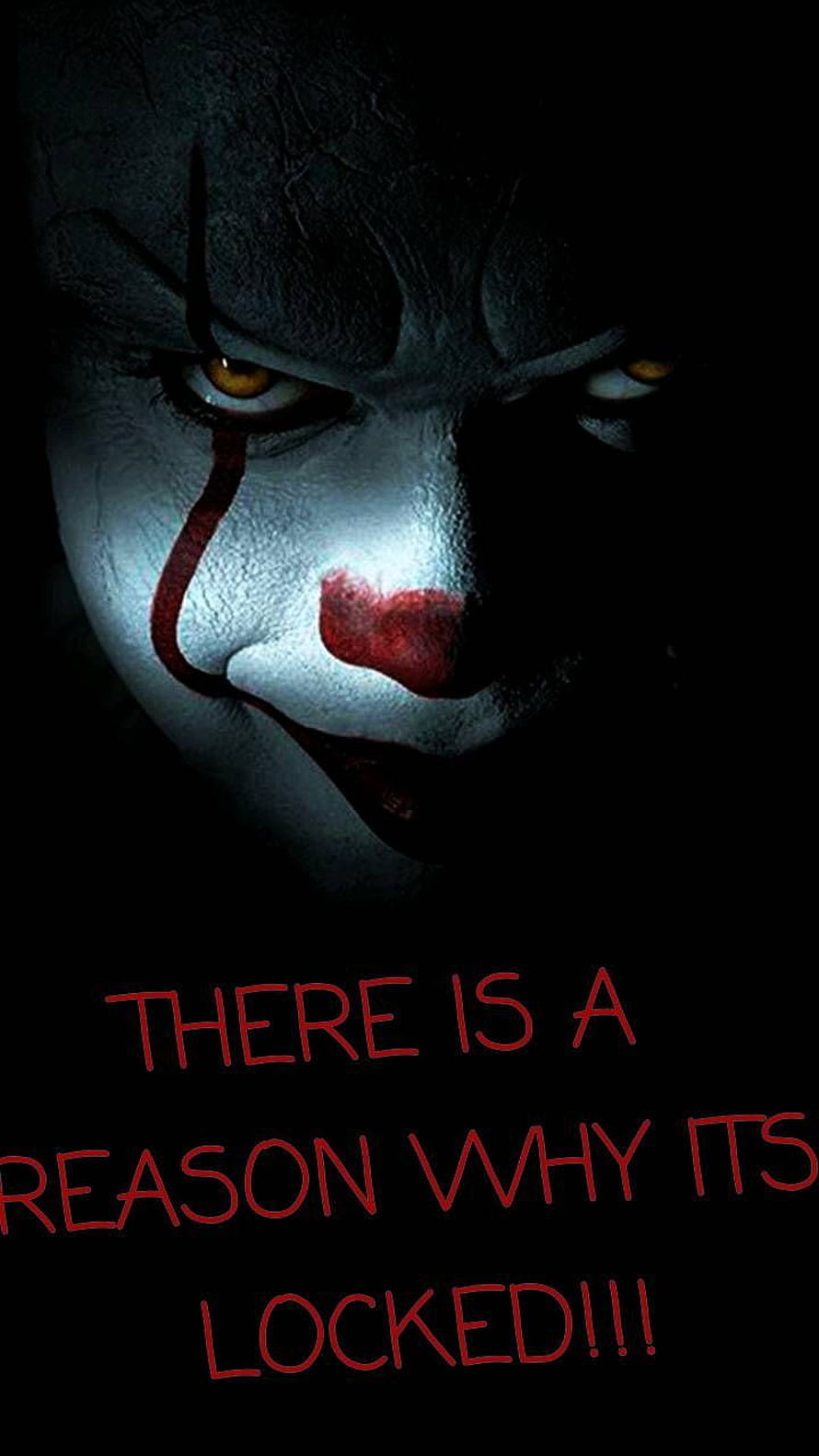 Pennywise the Dancing Clown from It with Creepy Red Text on Black Background HD phone wallpaper