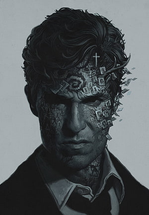 True Detective Noir Portrait With Dissolving Face And Cross Symbol HD phone wallpaper