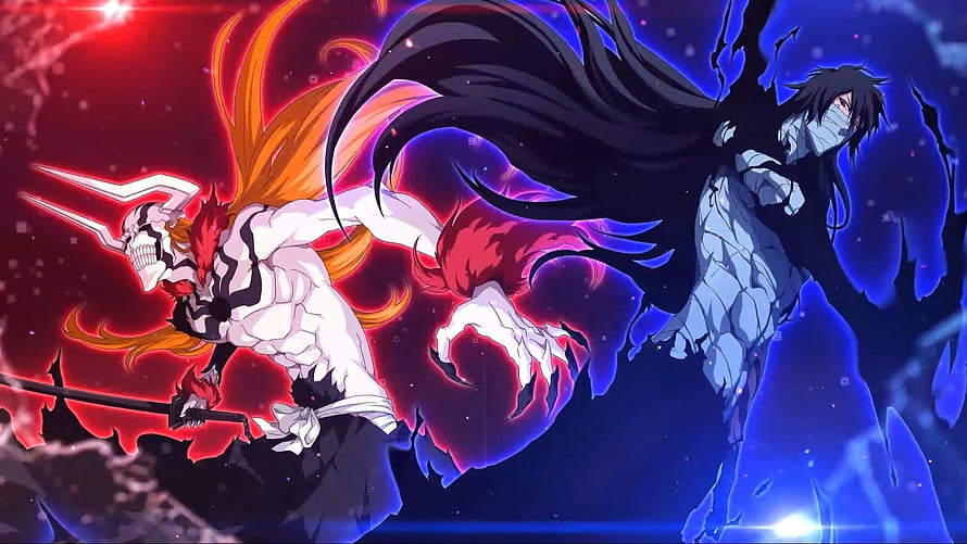 Bleach TYBW Anime Artwork Featuring Ichigo Kurosaki and Dark Character in Dynamic Battle Pose HD wallpaper