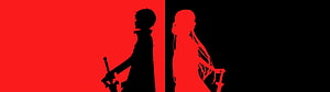 Anime Silhouette Wallpaper Featuring Two Swordsmen in Red and Black Contrast HD wallpaper