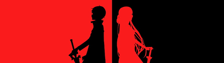 Anime Silhouette Wallpaper Featuring Two Swordsmen in Red and Black Contrast HD wallpaper