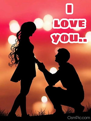 Romantic Proposal Silhouette at Sunset with I Love You Text HD phone wallpaper