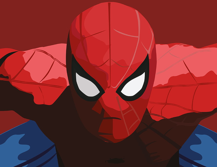 Spider-Man Minimalist Close-Up Portrait in Bold Red and Blue Comic Style HD wallpaper