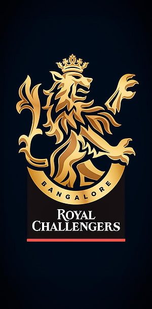 Royal Challengers Bangalore Official Crest with Golden Lion Emblem on Dark Background HD phone wallpaper
