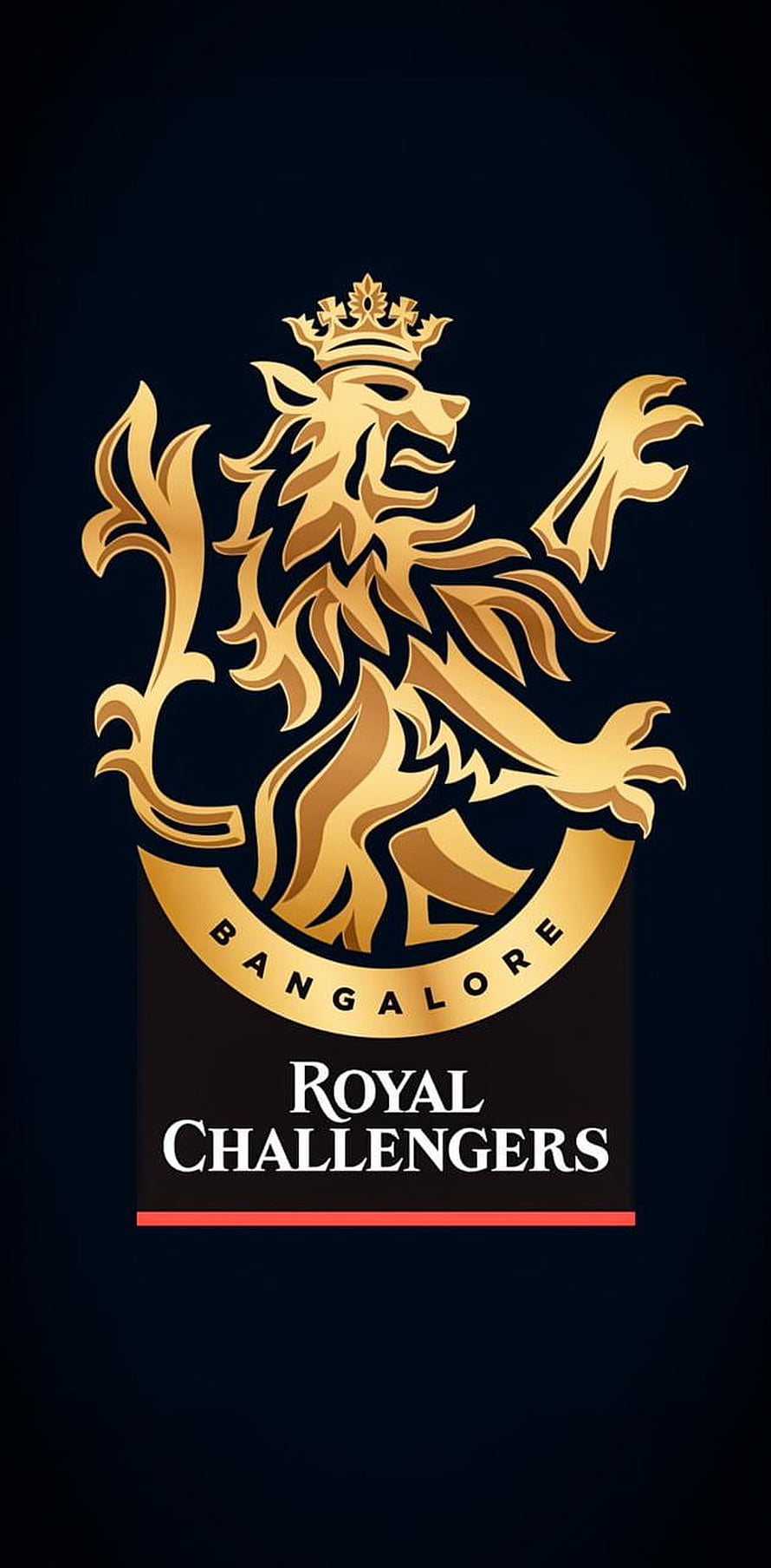 Royal Challengers Bangalore Official Crest with Golden Lion Emblem on Dark Background HD phone wallpaper