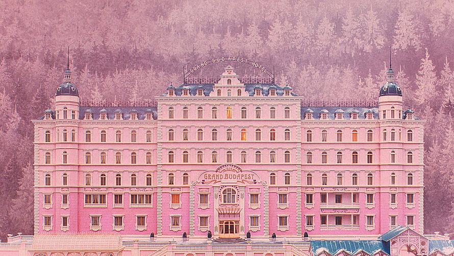 The Grand Budapest Hotel in a Snowy Winter Landscape HD wallpaper