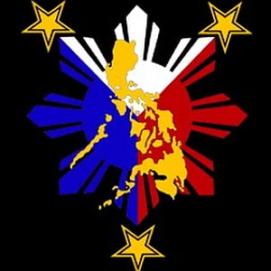 Philippines National Flag Map Design With Sun And Stars On Black Background HD phone wallpaper